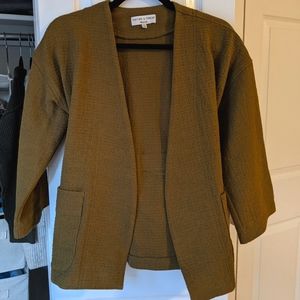 Madewell green textured kimono styled cardigan.